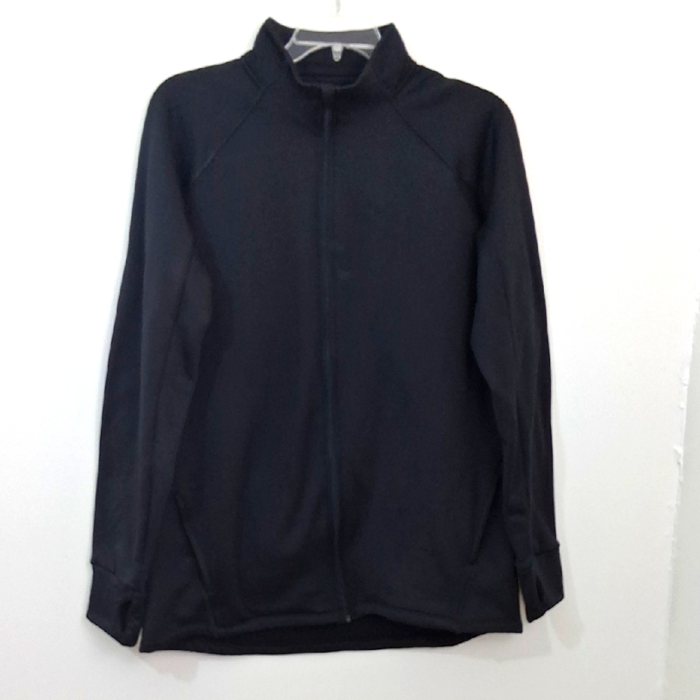 Xersion Black Men's XL Tall Performance Zip Up Jacket Quick Dri Warm Fleece Line